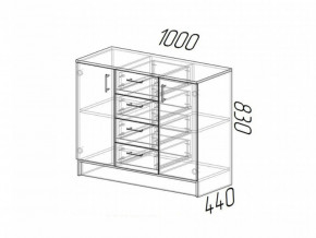 Комод К1000-2Д ЛДСП Дуб Вотан-Белый гладкий в Катав-Ивановске - katav-ivanovsk.magazinmebel.ru | фото - изображение 2